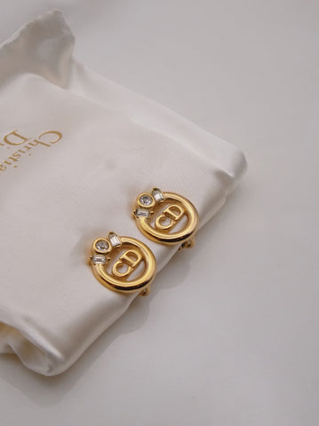 Christian Dior CD round clip on earrings (vintage)