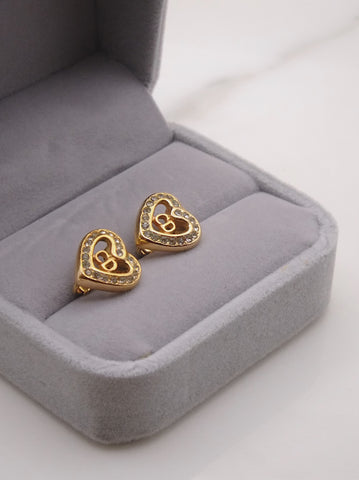 Christian Dior rhinestones heart clip on earrings (vintage)
