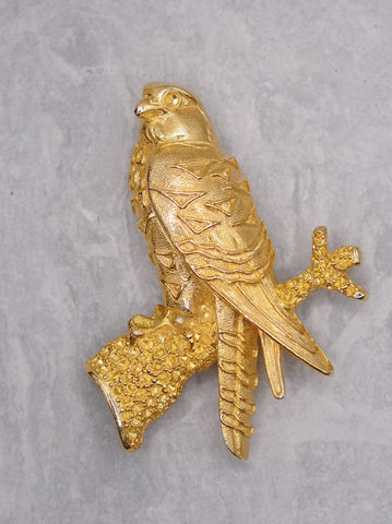 Mauritius Kestrel golden brooch (vintage)