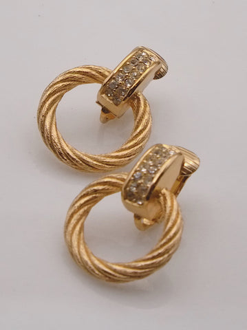 Christian Dior rhinestones hoops clip on earrings (vintage)