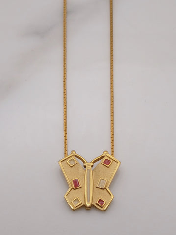 Pre-owned vintage Givenchy enamel butterfly necklace | on slowness