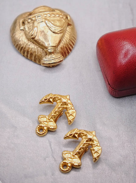 Rochas Paris golden anchor earrings (Vintage)