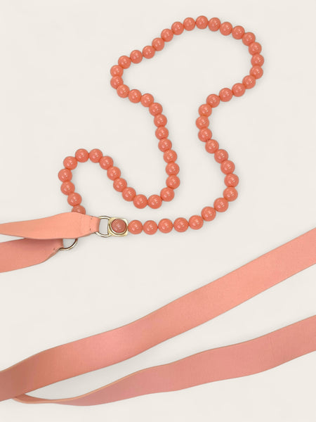 CHANEL 22A glass beads pink leather belt