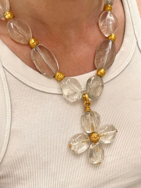 CHANEL Resin and Gold Plated Beads Cross Necklace, circa 1999