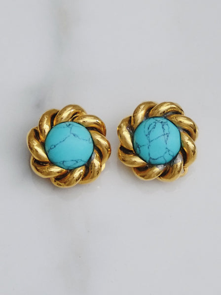 Vintage CHANEL turquoise stone earrings | ON SLOWNESS