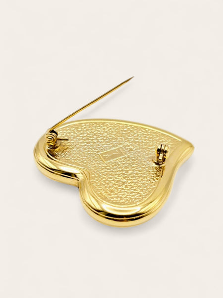 YSL Wood Heart Brooch (Vintage)