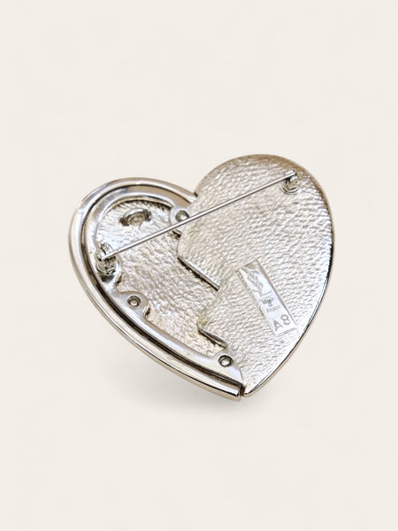 YSL Yves Saint silver heart brooch (Vintage)