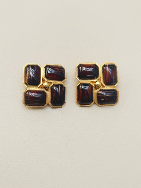 Chr Dior 1968 toffee pattern earrings (Vintage)