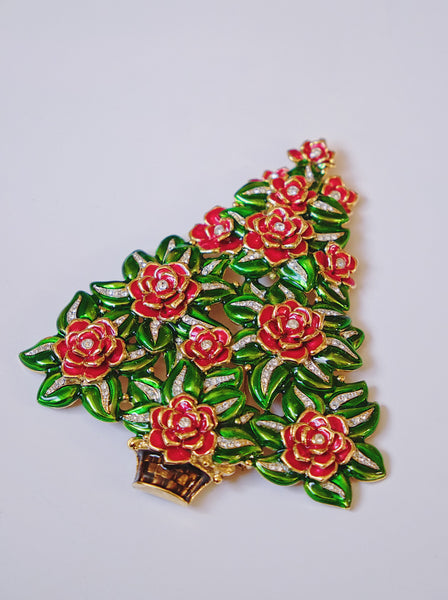 Cristobal XL enamel Christmas tree brooch (vintage) | on slowness