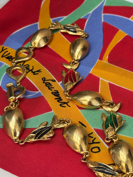 YSL Gold Plated Necklace with Fish