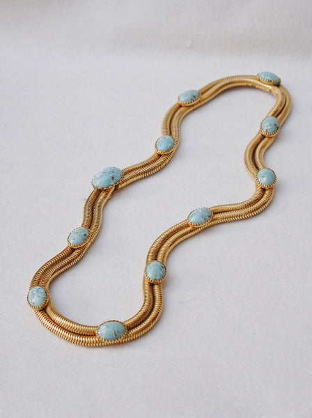 Chr Dior 50s faux Turquoise bead long necklace belt (Vintage)