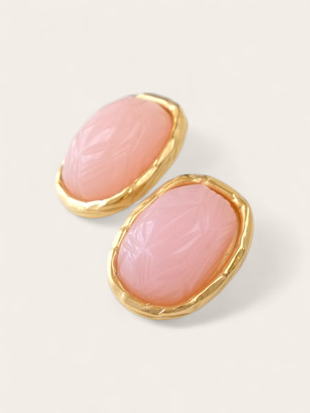 Givenchy pastel pink scarab oval earrings (vintag