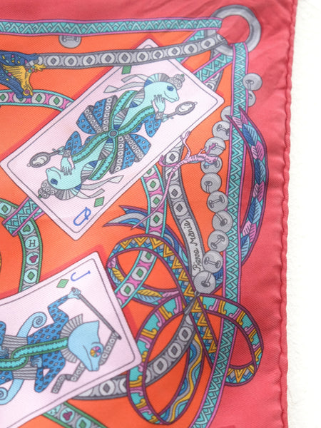 Hermes Dame de Coeur silk scarf 45 (vintage)