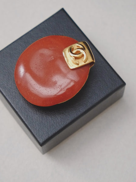Vintage CHANEL orange stone earrings 1998 collection | ON SLOWNESS