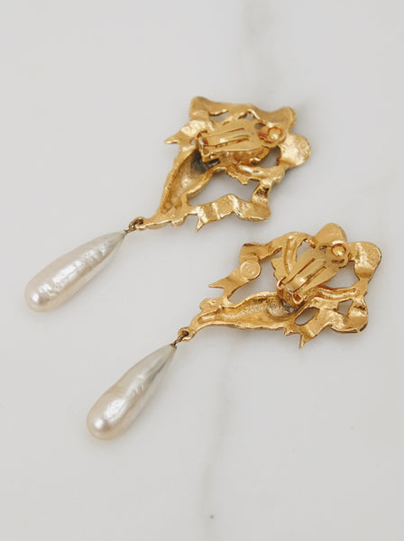 Butler & Wilson Massive Angels with pearls earrings (Vintage)