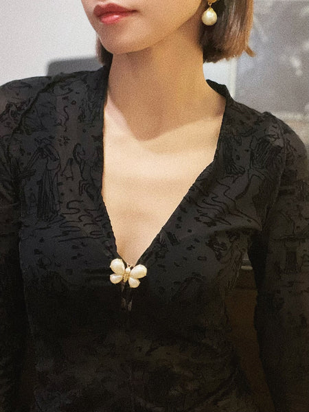 Vintage Marvella faux pearls butterfly brooch | on slowness