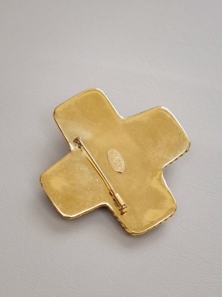 CHANEL gripoix glass cross brooch (vintage)