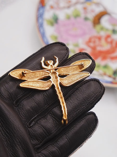 Chr Dior multi-colour enamel dragonfly brooch (vintage)
