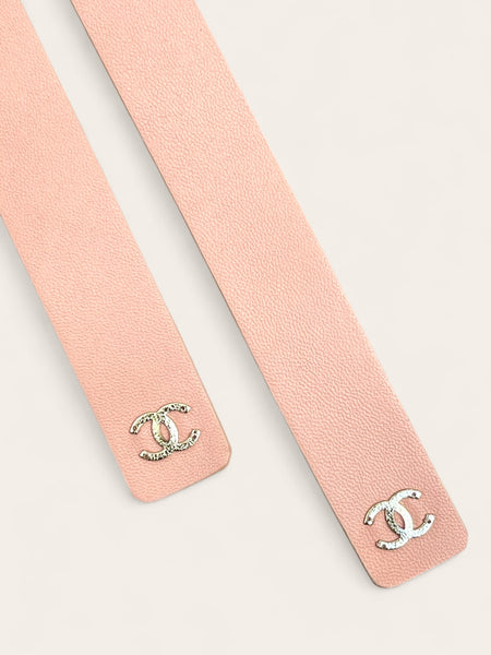 CHANEL 22A glass beads pink leather belt