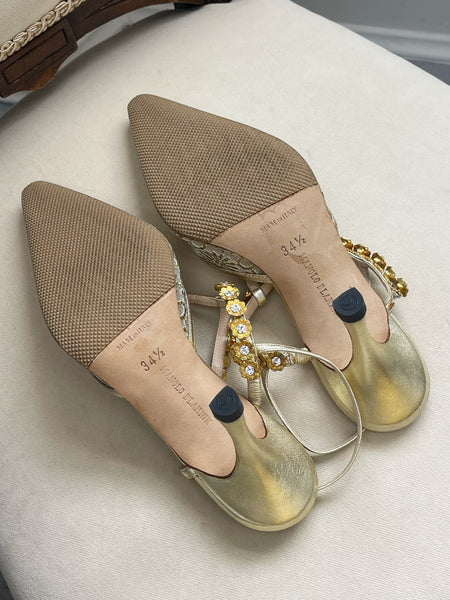 Manolo Blahnik golden embroidery high heel (Vintage)