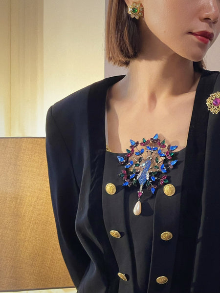 Butler & Wilson rare XL peacock brooch (vintage) | on slowness