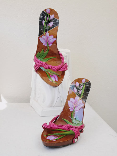 Dior by John Golliano handpained wood sandals (Vintage)