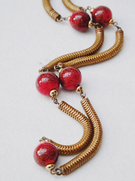 YSL old glass beads long necklace (vintage)