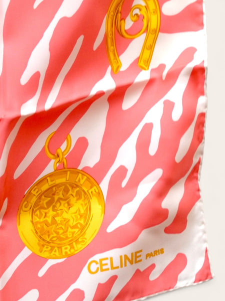 Celine corals silk scarf (vintage)