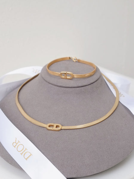 Chr Dior CD logo choker necklace and bracelet (Vintage)
