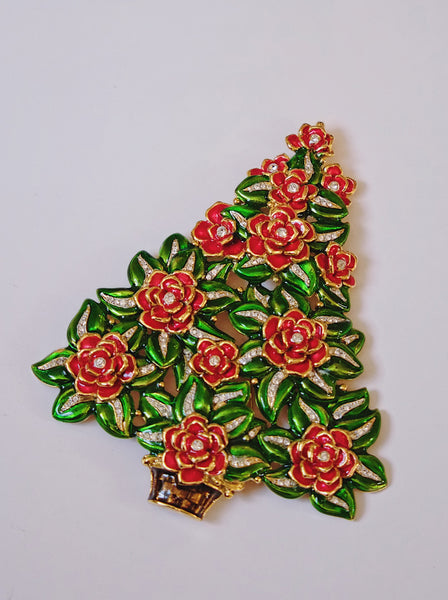 Cristobal XL enamel Christmas tree brooch (vintage) | on slowness