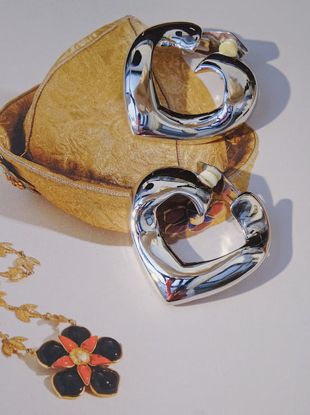 YSL silver hearts earrings (vintage)