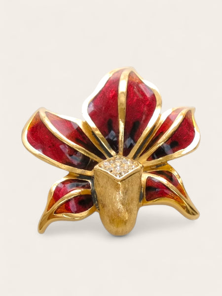 Christian Dior Enameled Flower Brooch (vintage)