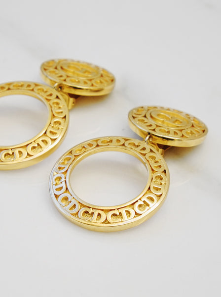 Chr Dior CD logo statement dangling earrings (vintage)