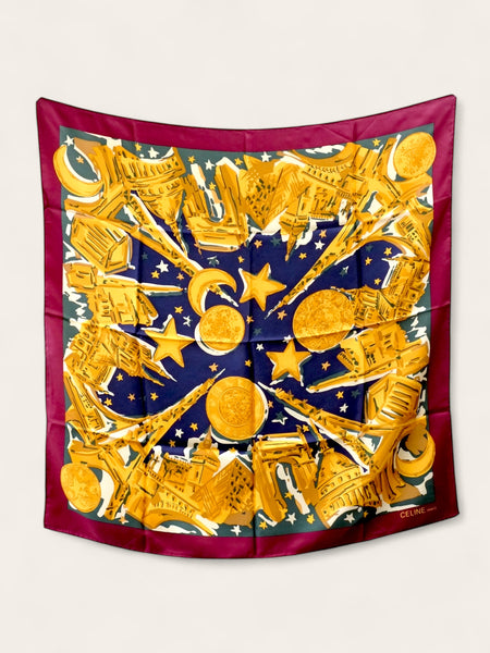 Celine Paris night silk scarf (vintage)