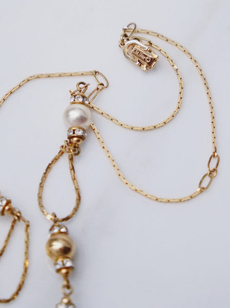 Chr Dior pearls double-chain long necklace (Vintage)