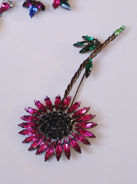 Cristobal London rare crystal sunflower brooch (vintage) | on slowness