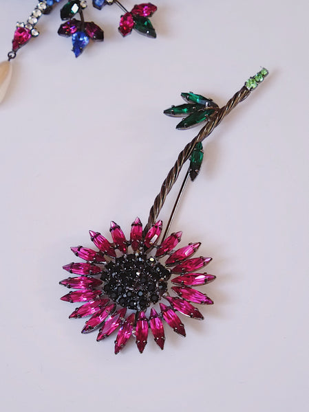Cristobal London rare crystal sunflower brooch (vintage) | on slowness