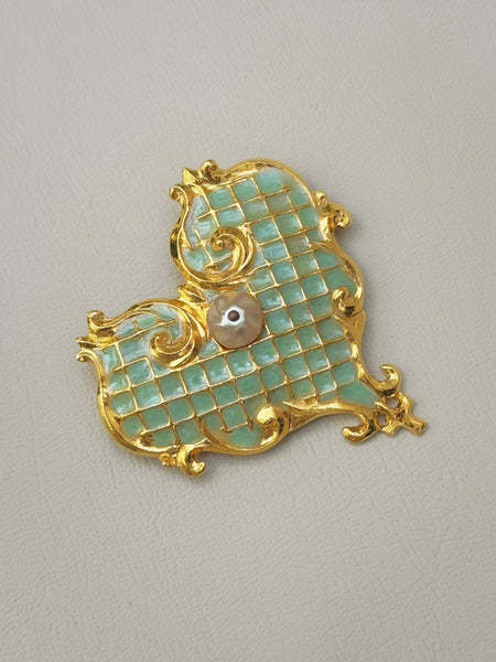 Christian Lacroix Enameled Heart Brooch  (Vintage)