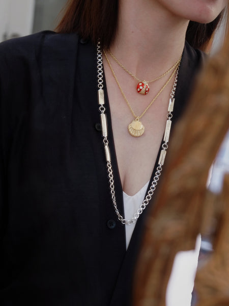 Chr Dior Red Ladybug Pendant Necklace (Vintage)