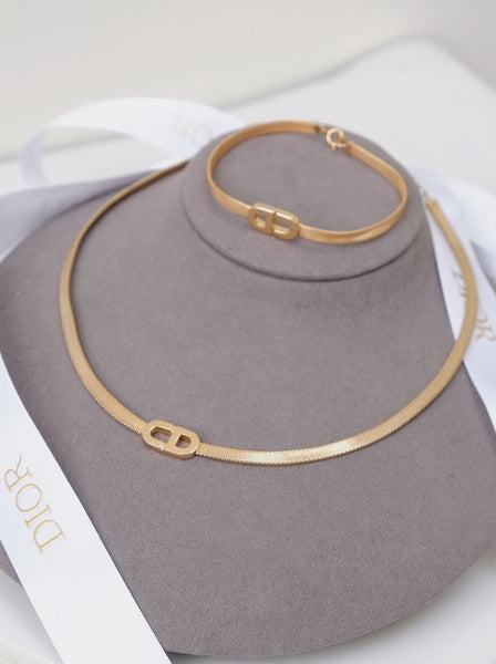 Chr Dior CD logo choker necklace and bracelet (Vintage)
