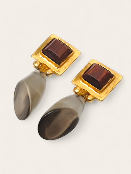 Edouard Rambaud wood resin earrings (vintage)