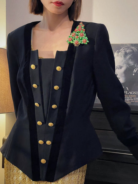 Cristobal XL enamel Christmas tree brooch (vintage) | on slowness