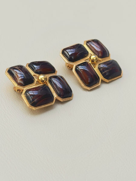 Chr Dior 1968 toffee pattern earrings (Vintage)