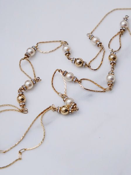 Chr Dior pearls double-chain long necklace (Vintage)