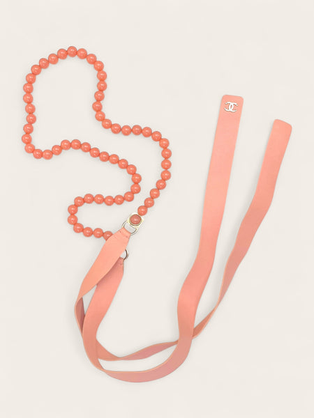 CHANEL 22A glass beads pink leather belt