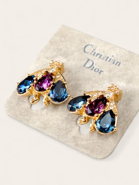 Christian Dior Jewelled Bumble Bee Earrings (Vintage)
