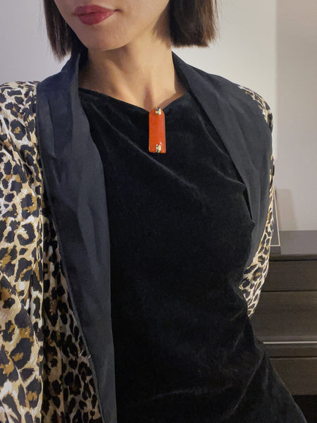 Chr Dior orange 1974 fur clip brooch (Vintage)