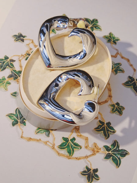 YSL silver hearts earrings (vintage)