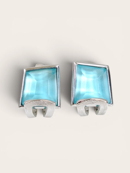 Chr Dior turquoise blue crystals earrings (vintage)