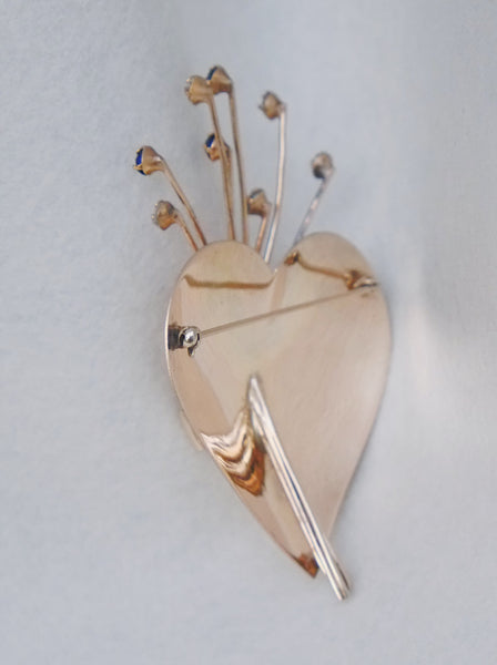 Silver extra large heart brooch (vintage)